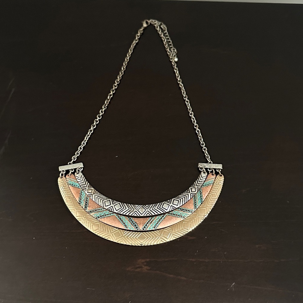Geometric Gold and Silver Necklace